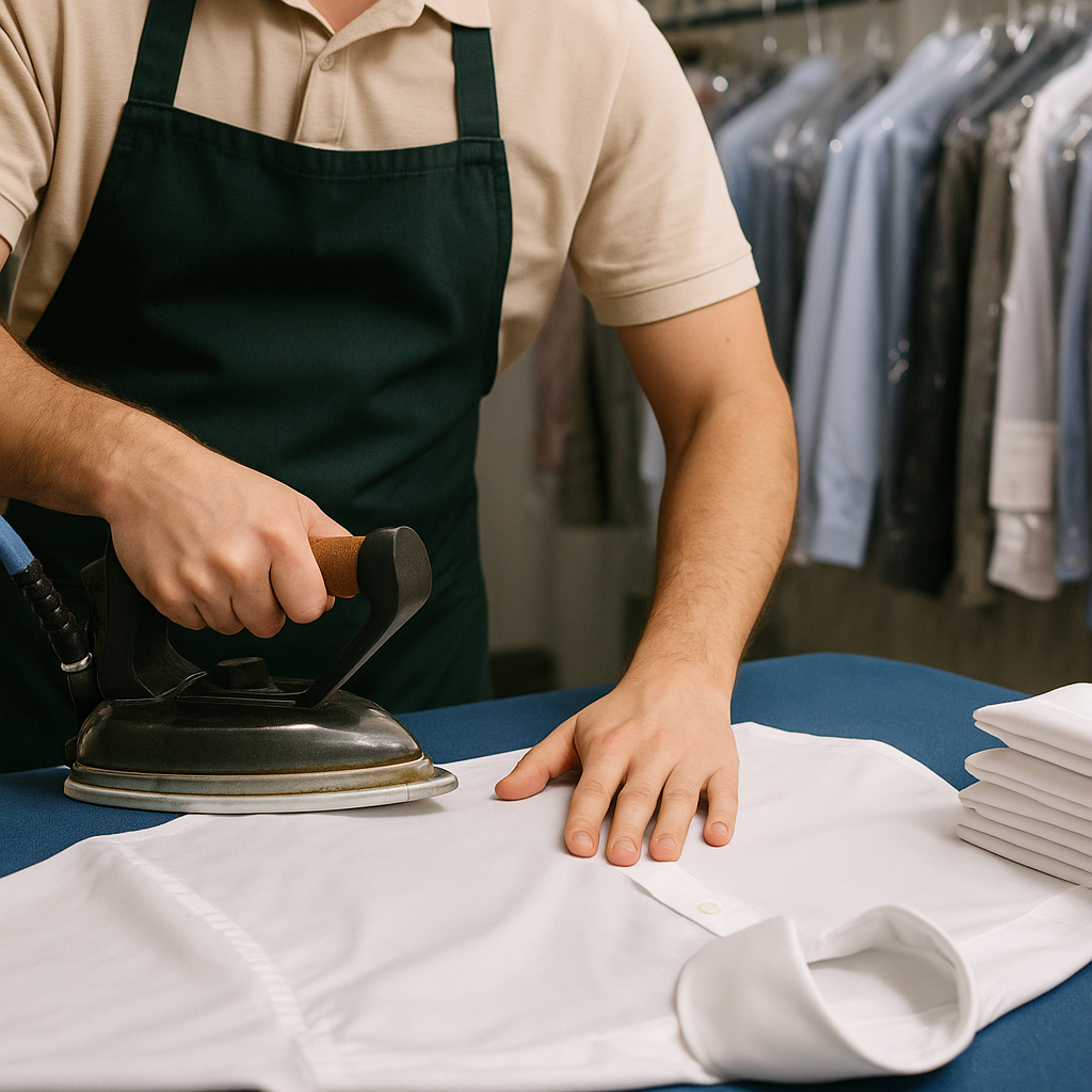 camisas planchadas en tintorería, coste y servicio