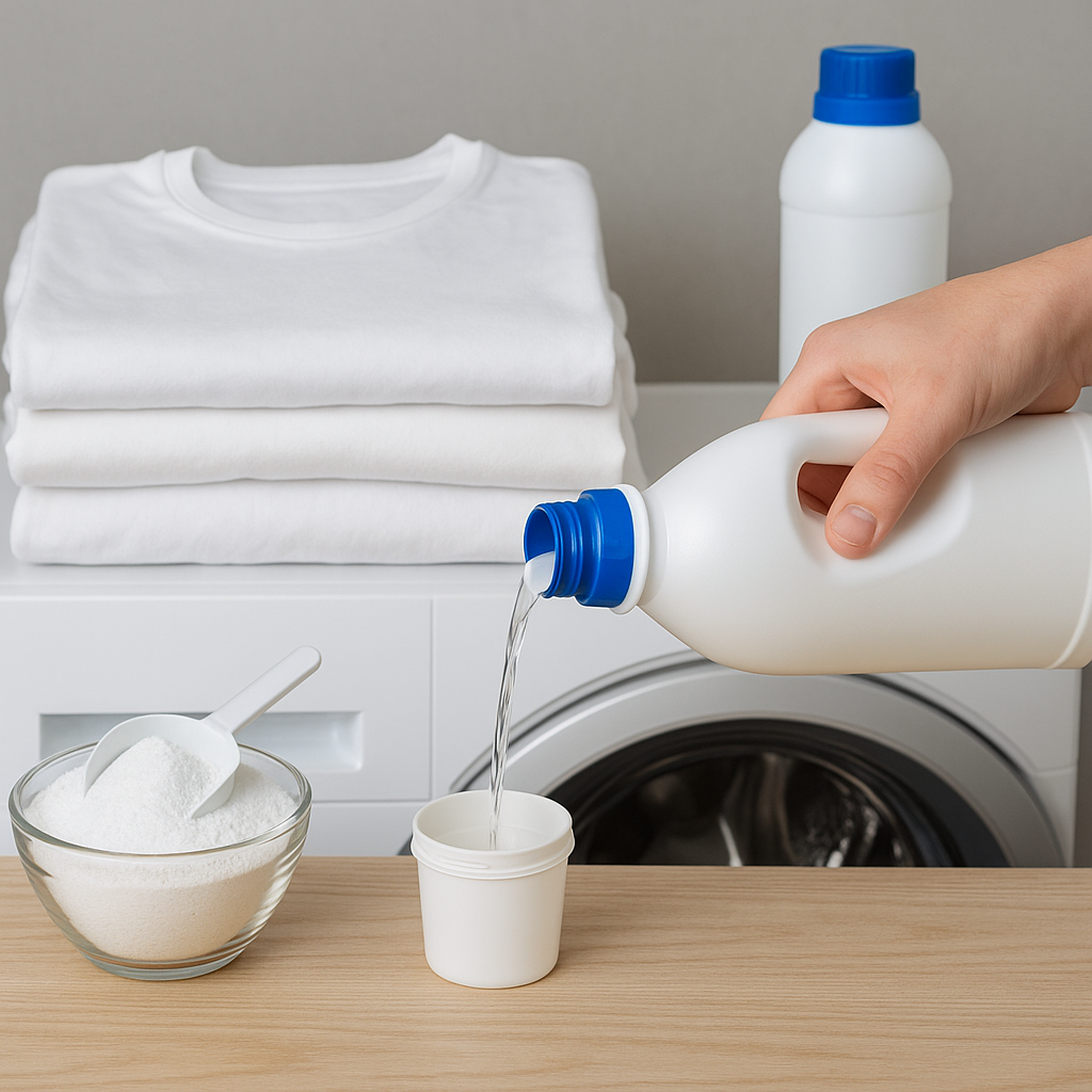 Blanqueadores ropa aplicados correctamente en lavandería