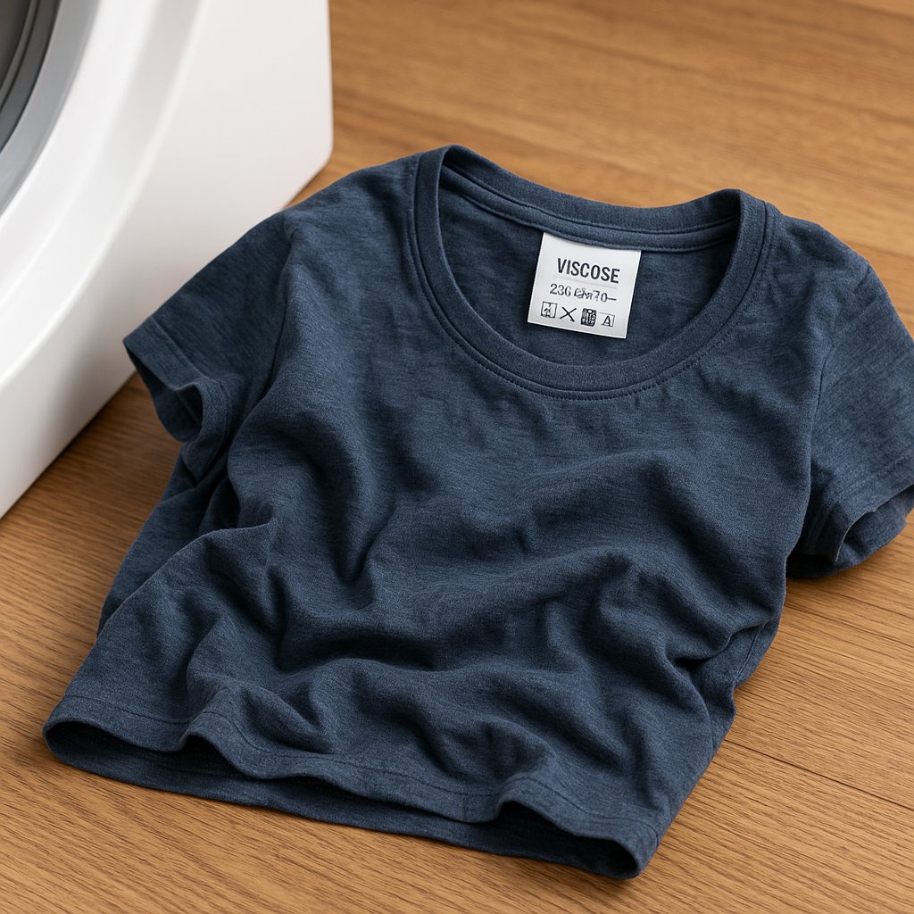 Detalle de una prenda de viscosa en proceso de lavado, encoge la viscosa