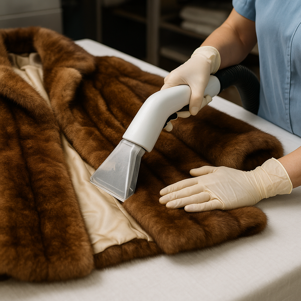 limpieza profesional de abrigo de piel en tintorería