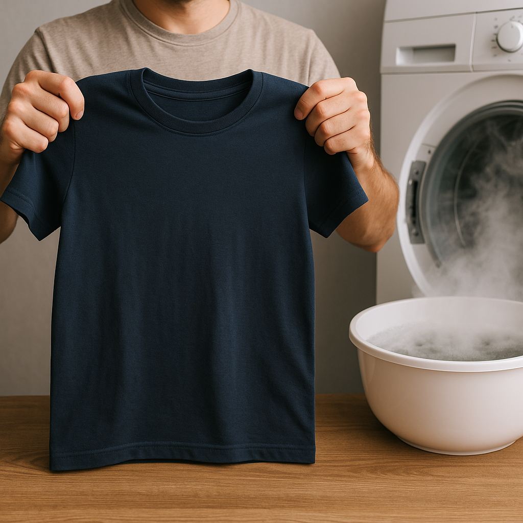 Camiseta encogiéndose en la lavadora, como encoger una camiseta