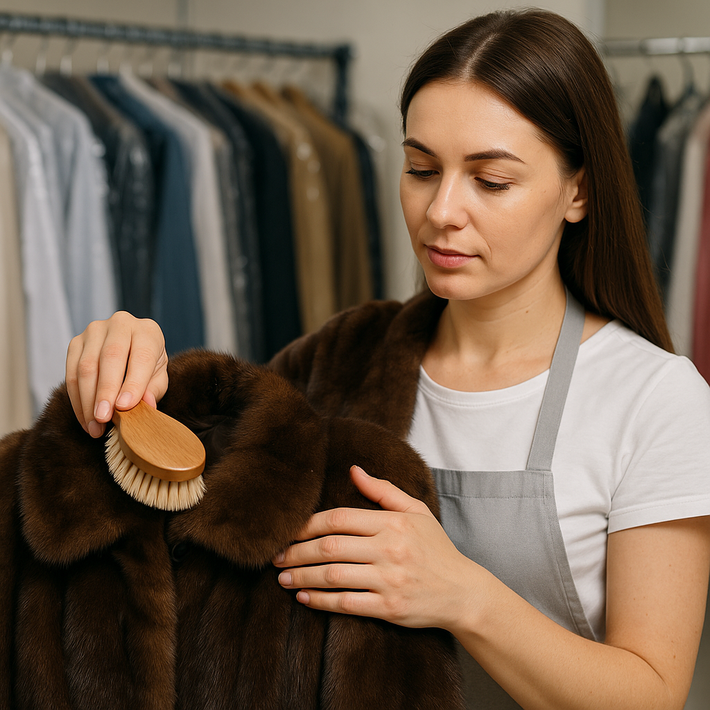 abrigo de piel recién limpiado en tintorería profesional