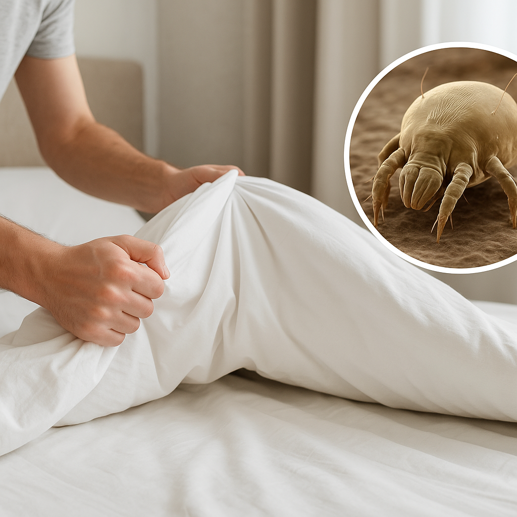 Ropa de cama fresca tras eliminar ácaros de colchones y textiles