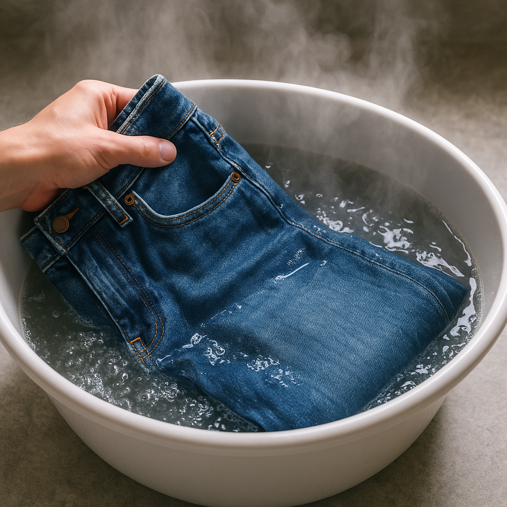 encoger vaqueros usando diferentes métodos, resultado antes y después