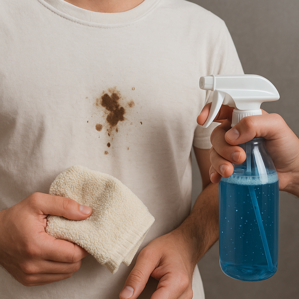 Prenda limpia sin manchas de grasa tras proceso de lavandería