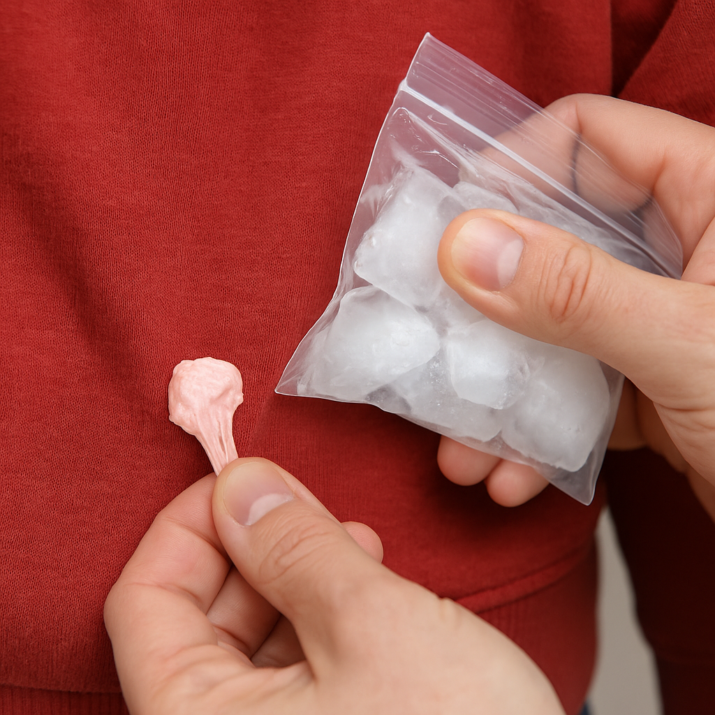 ropa con chicle pegado, como quitar la mancha de chicle de la ropa