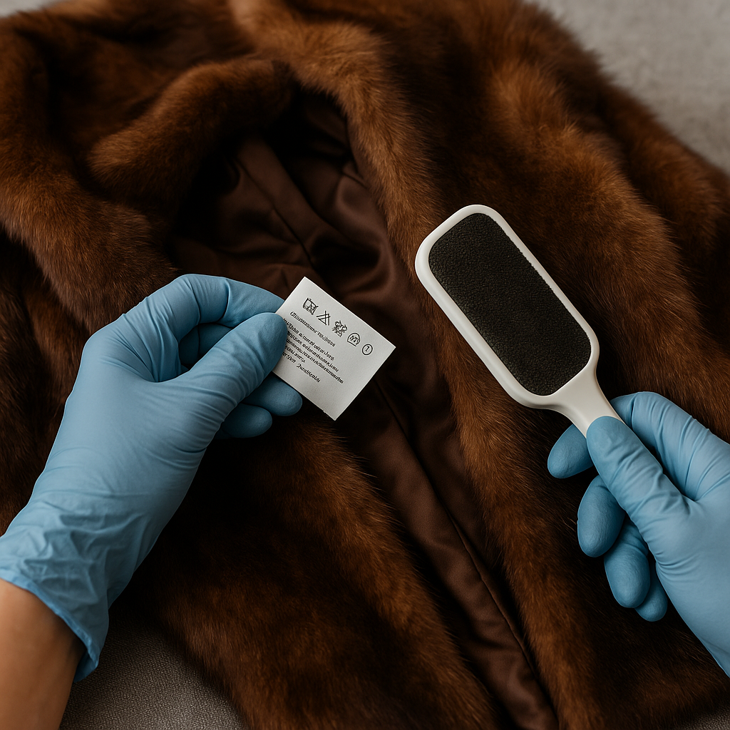 Limpieza profesional de un abrigo de piel en tintorería