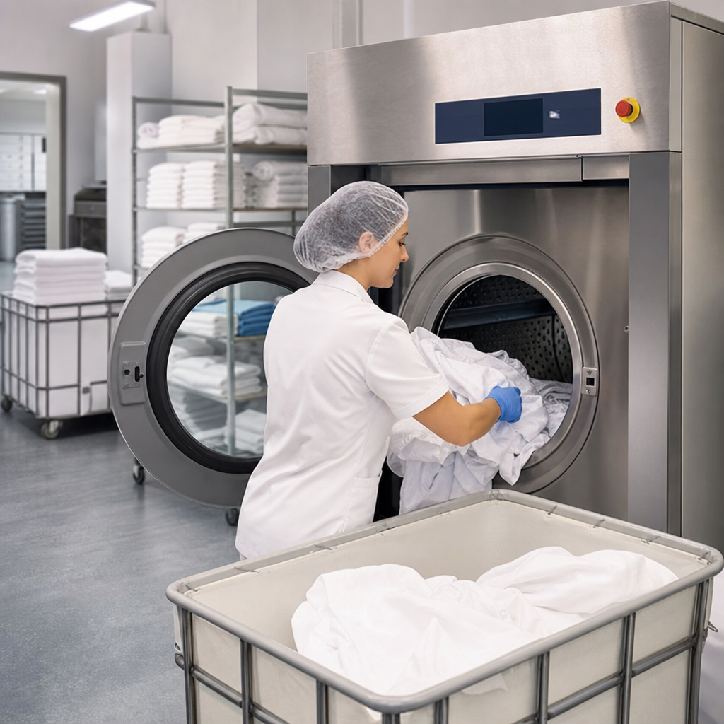 lavado de ropa sanitaria en lavandería profesional