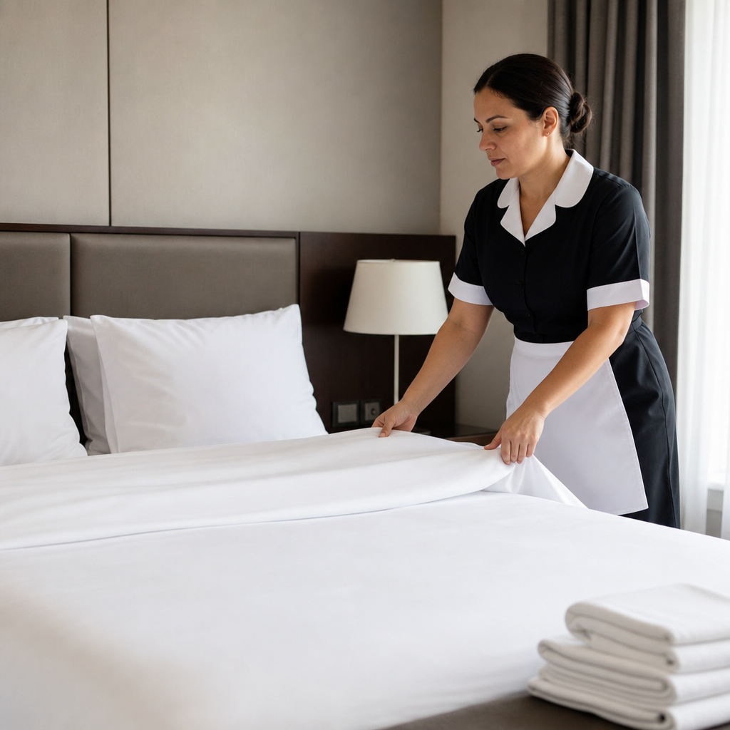 limpieza de sábanas hotel con acabado profesional y blanco impecable