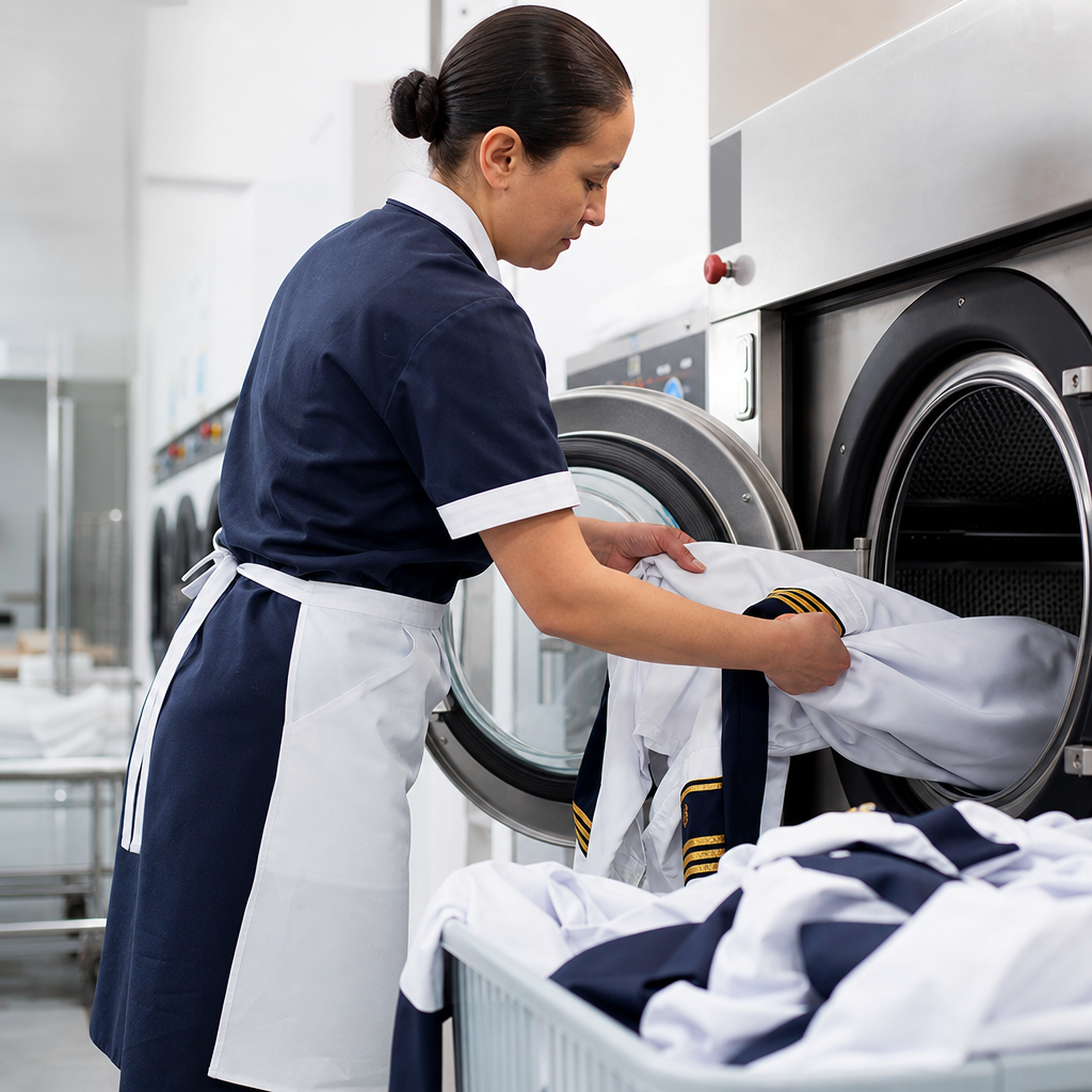 lavado uniformes tripulación en servicio profesional de lavandería