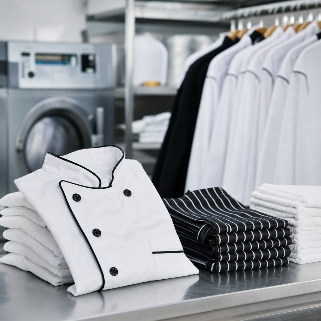 limpieza de uniformes cocina profesional en lavandería