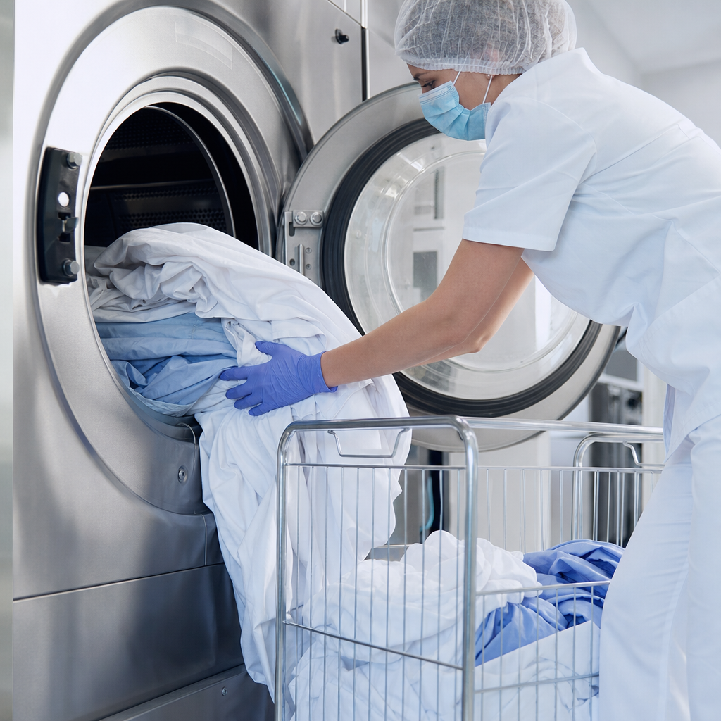 lavado de ropa sanitaria en lavandería profesional