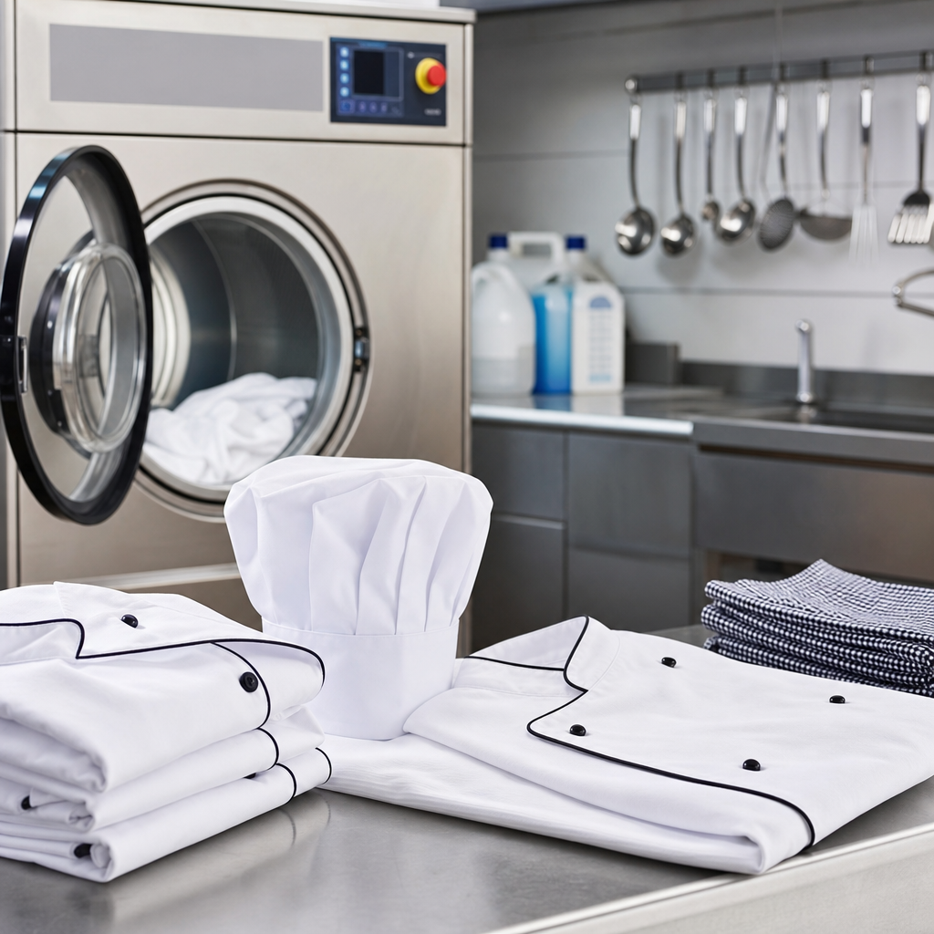 limpieza de uniformes cocina profesional en lavandería